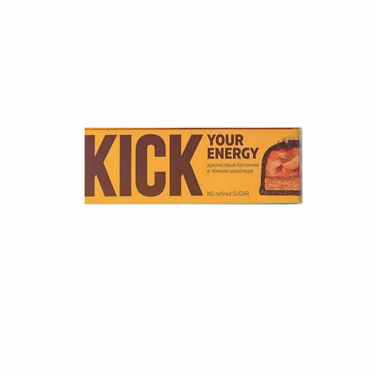 Батончик KICK energy 45гр арахисовый в темном шоколаде