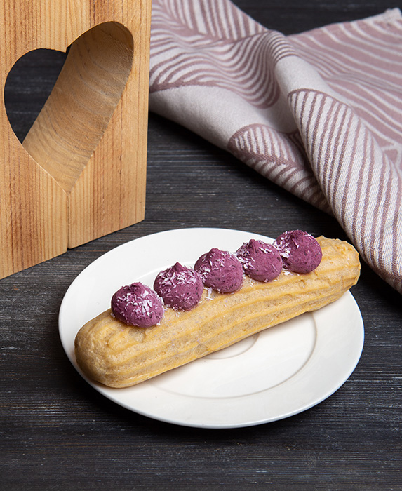 Эклер черника/кокос 70г на рисовой муке без сахара/без лактозы