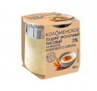 Пудинг Коломенский молочный 170гр рисовый с кленовым сиропом мдж 5% стекло