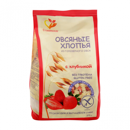 Хлопья овсяные Сташевское 375гр без глютена клубника